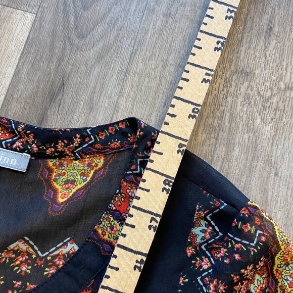 Daniel Rainn Sheer Black Stained Glass Blouse Size Medium *small flaws* - Picture 5 of 8